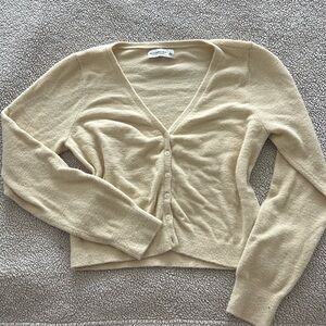 Abercrombie Soft AF Pale Yellow Button Up Sweater